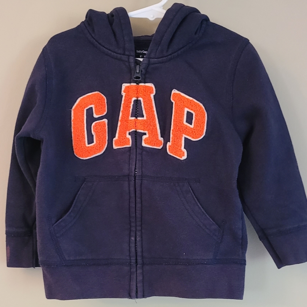 Baby Gap navy and orange zip up hoodie